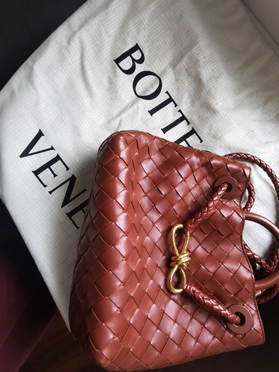 Bottega Veneta Handbags - Bottega Veneta Small Brown Intrecciato Leather Drawstring Shoulder Bag